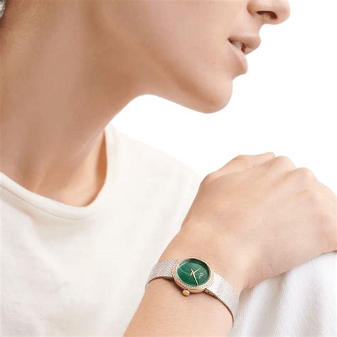 dior malachite watch|D de Dior Satine quartz malachite watch 25 mm CD047122M001.